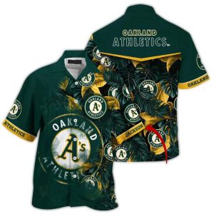 Custom Oakland Athletics Floral Leaf Hawaiian Shirt For Fans