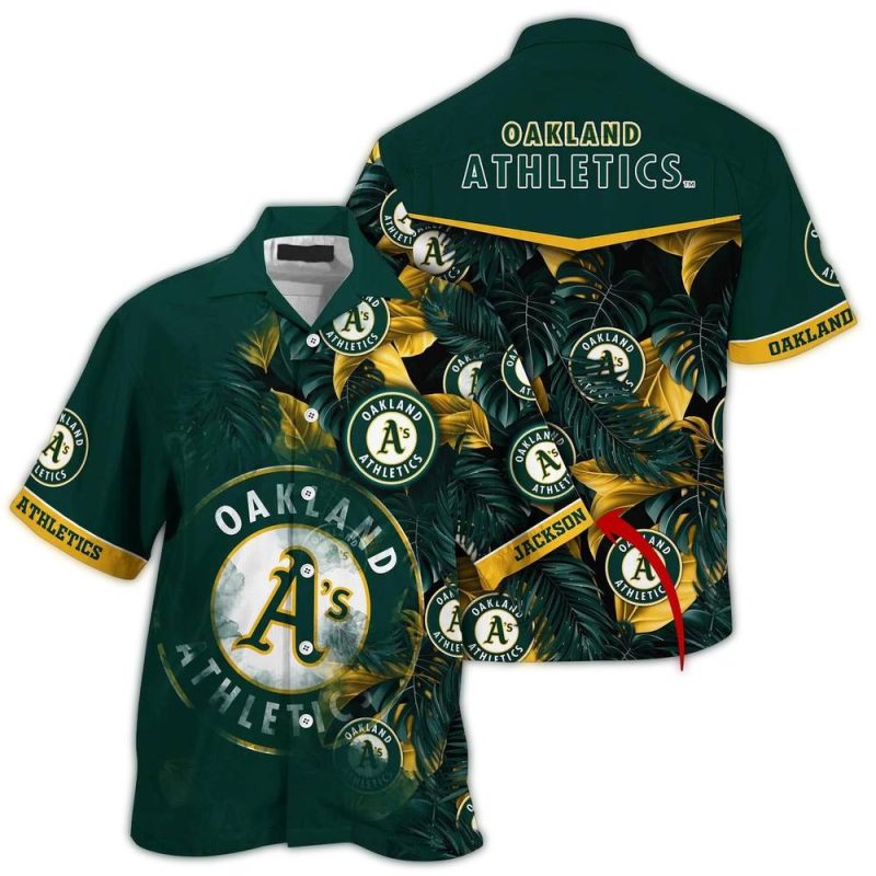 Personalized Oakland Athletics Floral Leafs Pattern Hawaiian Shirt 1