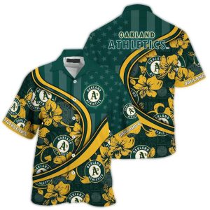 Personalized Oakland Athletics Floral Flag Hawaiian Shirt For Fans