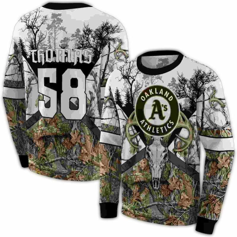 Personalized Oakland Athletics Forest Silhouette AOP Sweatshirt 1