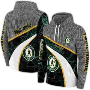 Custom Oakland Athletics Hexagonal Mesh All-Over Print Hoodie