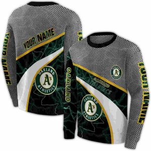 Personalized Oakland Athletics Hexagonal Mesh All Over Print Sweatshirt