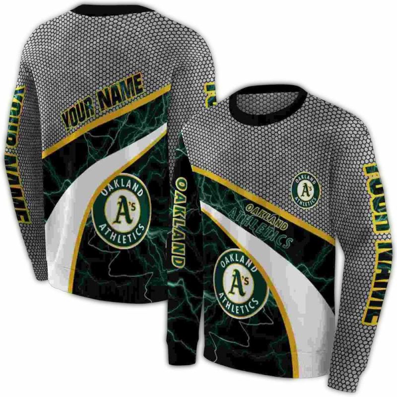 Personalized Oakland Athletics Hexagonal Mesh AOP Sweatshirt 1