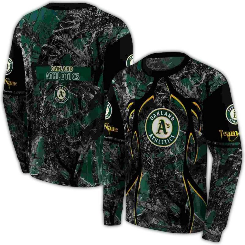 Personalized Oakland Athletics Hunting Theme AOP Sweatshirt 1