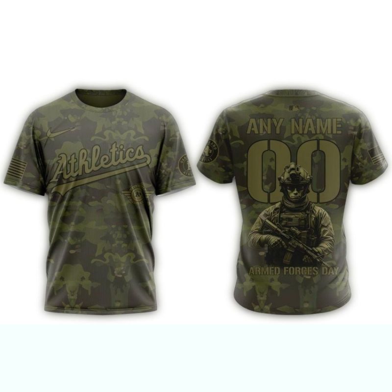 Personalized Oakland Athletics Military Appreciation Month AOP T Shirt 1