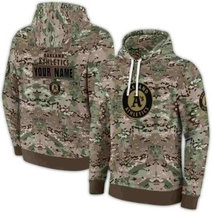 Custom Oakland Athletics Military Style All-Over Print Hoodie For Fans