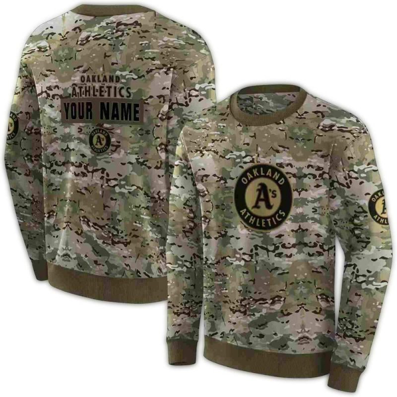 Personalized Oakland Athletics Military Style AOP Sweatshirt 1