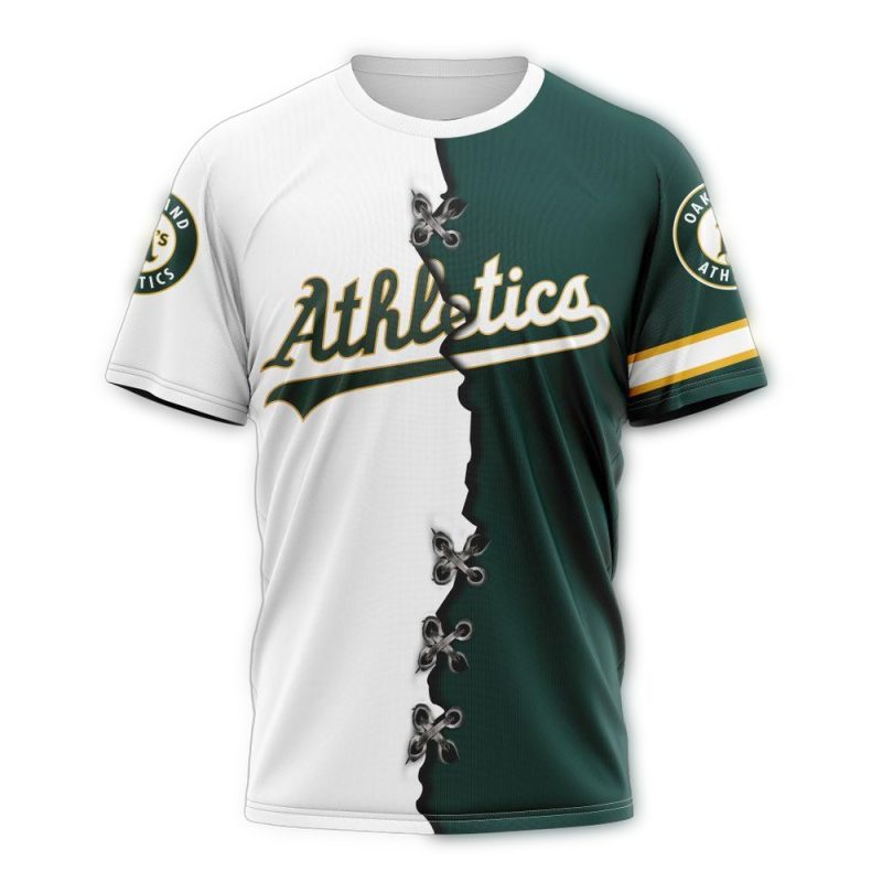 Personalized Oakland Athletics Mix Jersey AOP T Shirt 1
