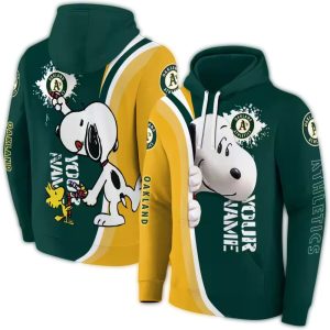 Custom Oakland Athletics Snoopy All Over Print Hoodie For Fans