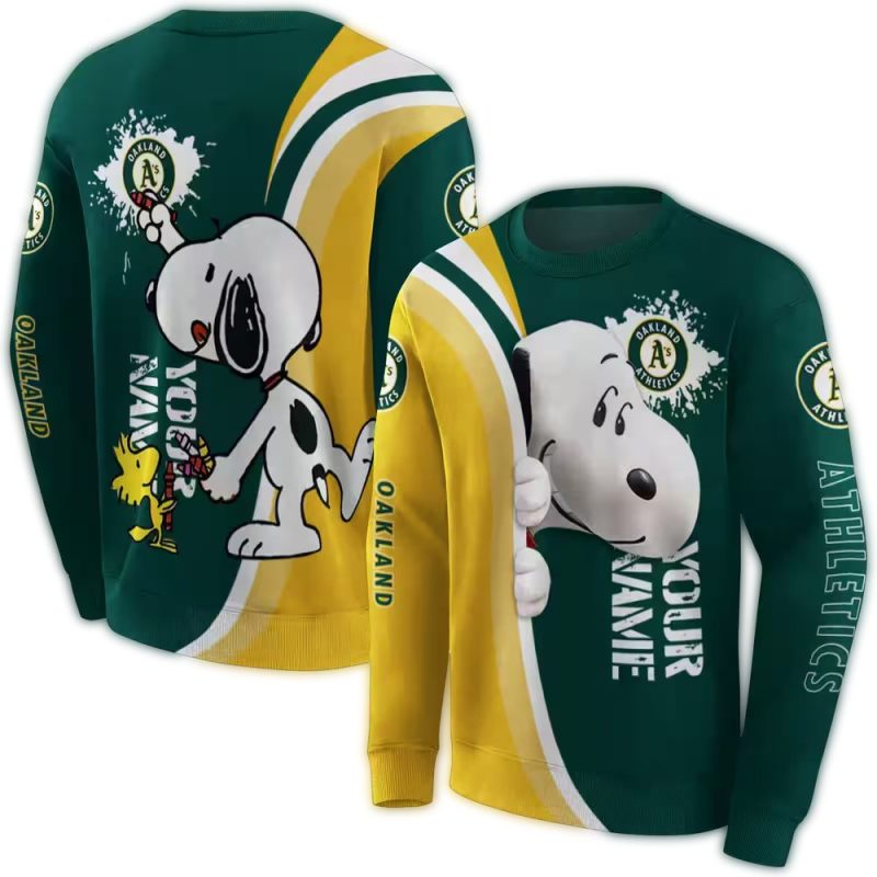 Personalized Oakland Athletics Peeking Snoopy AOP Sweatshirt 1