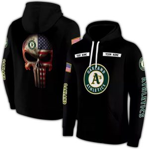 Custom Oakland Athletics Punisher Skull Hoodie - All Over Print Design