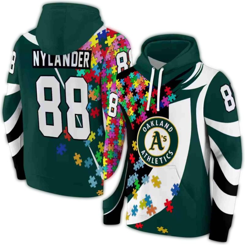 Personalized Oakland Athletics Puzzle Pieces AOP Hoodie 1