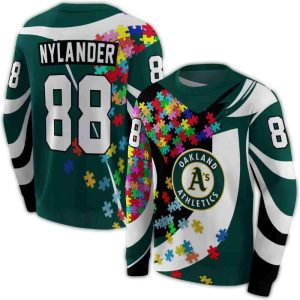 Personalized Oakland Athletics Puzzle Pieces All Over Print Sweatshirt