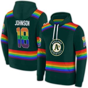 Custom Oakland Athletics Rainbow Stripes All-Over Print Hoodie
