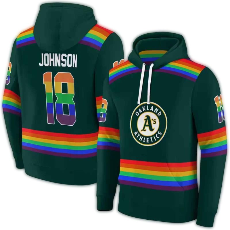 Personalized Oakland Athletics Rainbow Stripes AOP Hoodie 1