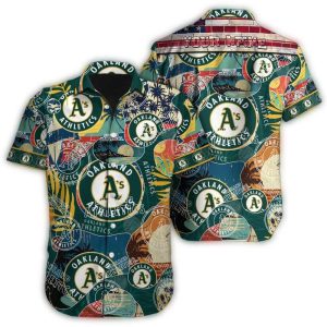 Custom Oakland Athletics Retro Collage Hawaiian Shirt For Fans