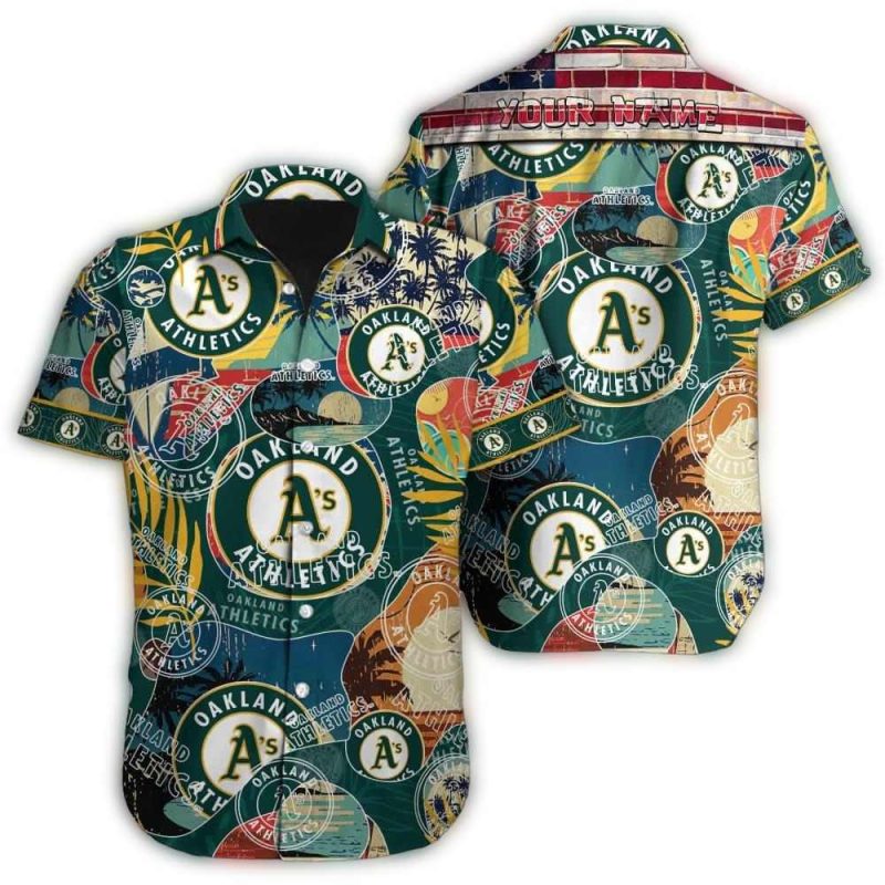 Personalized Oakland Athletics Retro Collage Hawaiian Shirt 1