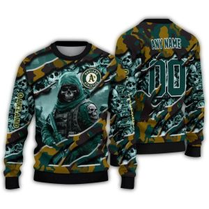 Personalized Oakland Athletics Skull Horde Holiday Sweatshirt