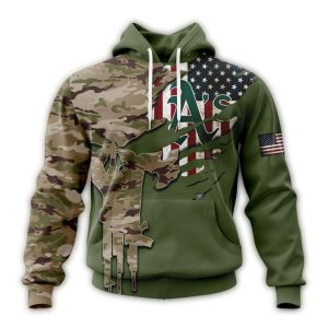 Personalized Oakland Athletics Camo Hoodie For Veterans Day Celebration