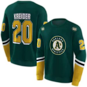 Personalized Oakland Athletics Striped All Over Print Sweatshirt
