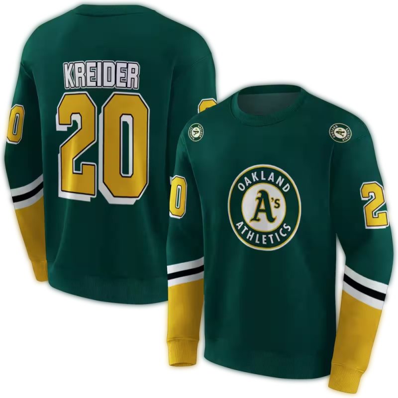 Personalized Oakland Athletics Striped AOP Sweatshirt 1