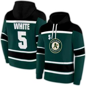 Custom Oakland Athletics Striped All-Over Print Hoodie For Fans