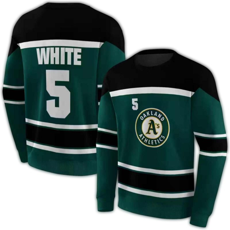 Personalized Oakland Athletics Striped Pattern AOP Sweatshirt 1