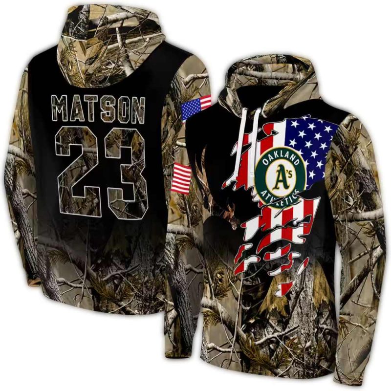 Personalized Oakland Athletics Tree Camo AOP Hoodie 1