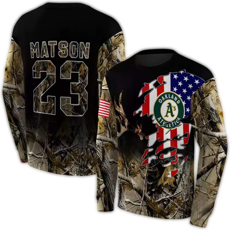 Personalized Oakland Athletics Tree Camo AOP Sweatshirt 1