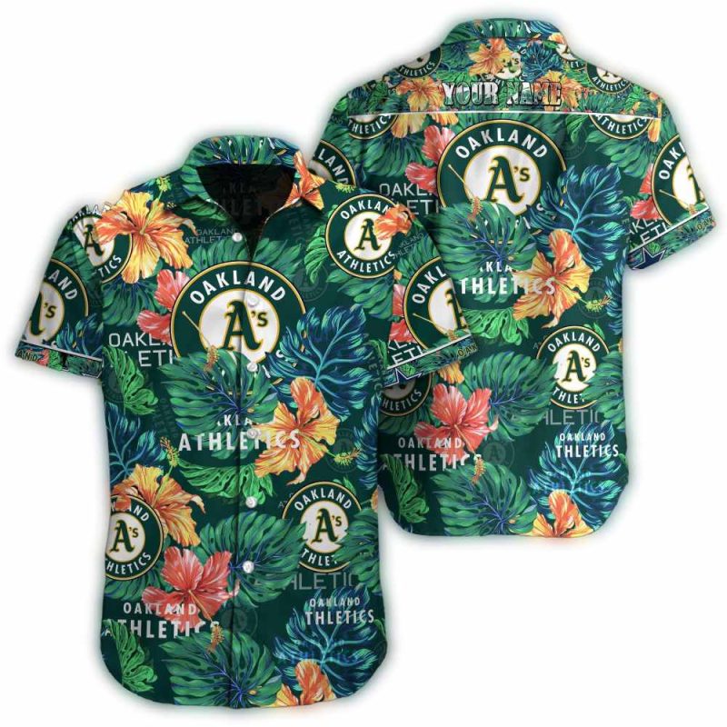 Personalized Oakland Athletics Tropical Blossom Hawaiian Shirt 1