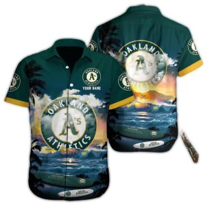 Custom Oakland Athletics Beach Wave Hawaiian Shirt For Fans