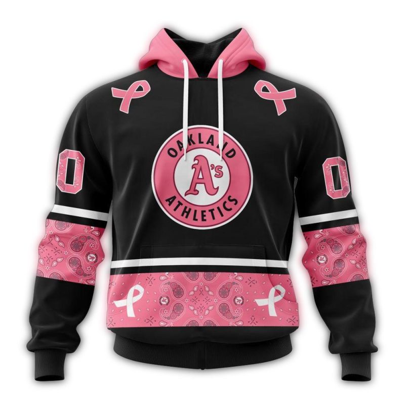 Personalized Oakland Athletics We Wear Pink Breast Cancer AOP Hoodie 1