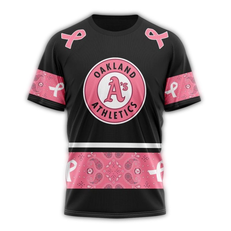 Personalized Oakland Athletics We Wear Pink Breast Cancer AOP T Shirt 1