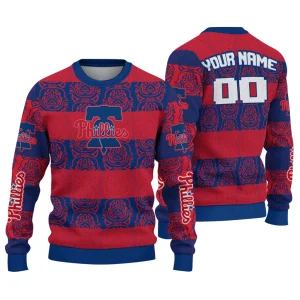 Personalized Philadelphia Phillies Bulldog Motif Ugly Sweater