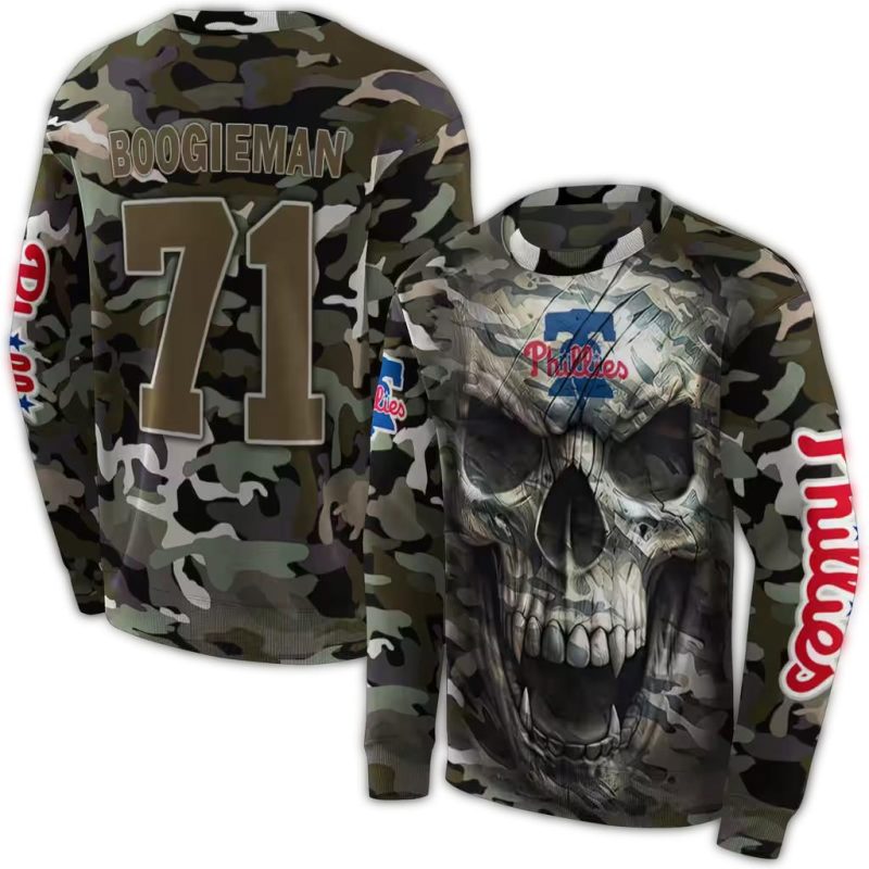 Personalized Philadelphia Phillies Camo Skull AOP Sweatshirt 1