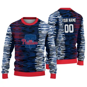 Personalized Philadelphia Phillies Camouflage Stripe Ugly Sweater