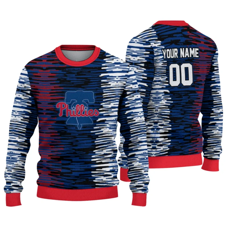 Personalized Philadelphia Phillies Camouflage Stripe Ugly Sweater 1