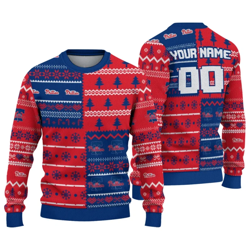 Personalized Philadelphia Phillies ChristmasTree Bands Ugly Sweater 1