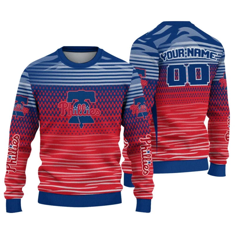 Personalized Philadelphia Phillies Diamond Mesh Ugly Sweater 1