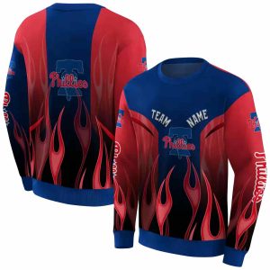 Personalized Philadelphia Phillies Flame All Over Print Sweatshirt