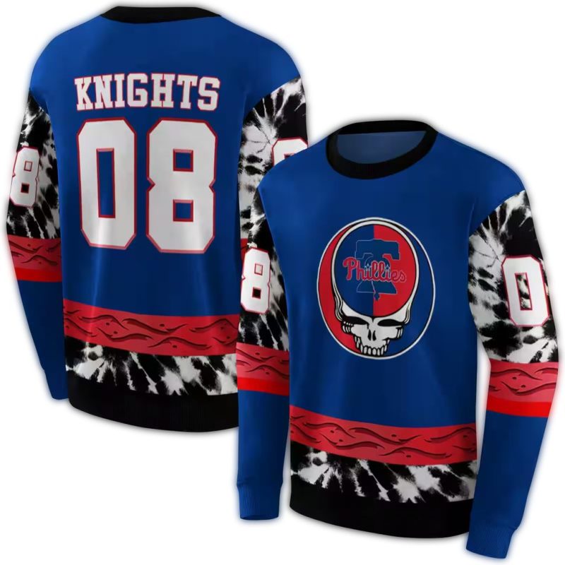 Personalized Philadelphia Phillies Grateful Dead Vibes AOP Sweatshirt 1