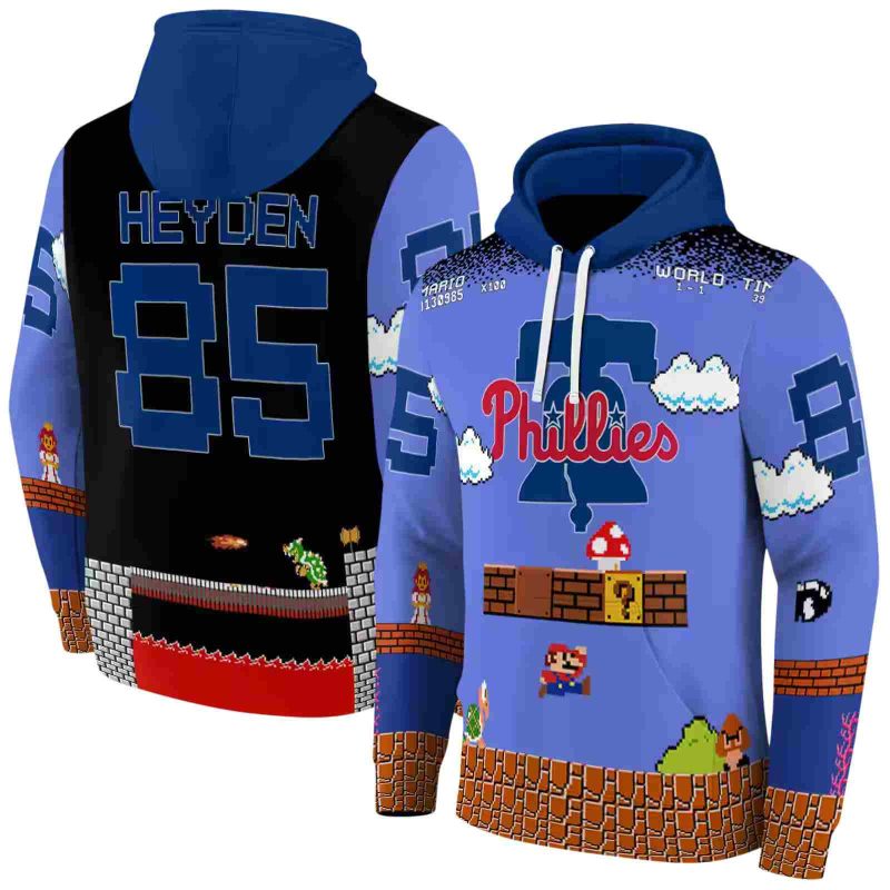 Personalized Philadelphia Phillies Mario Blue AOP Hoodie 1