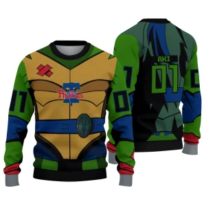 Personalized Philadelphia Phillies Ninja Turtle Ugly Sweater