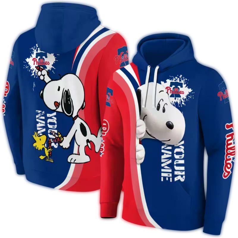 Personalized Philadelphia Phillies Peeking Snoopy AOP Hoodie 1