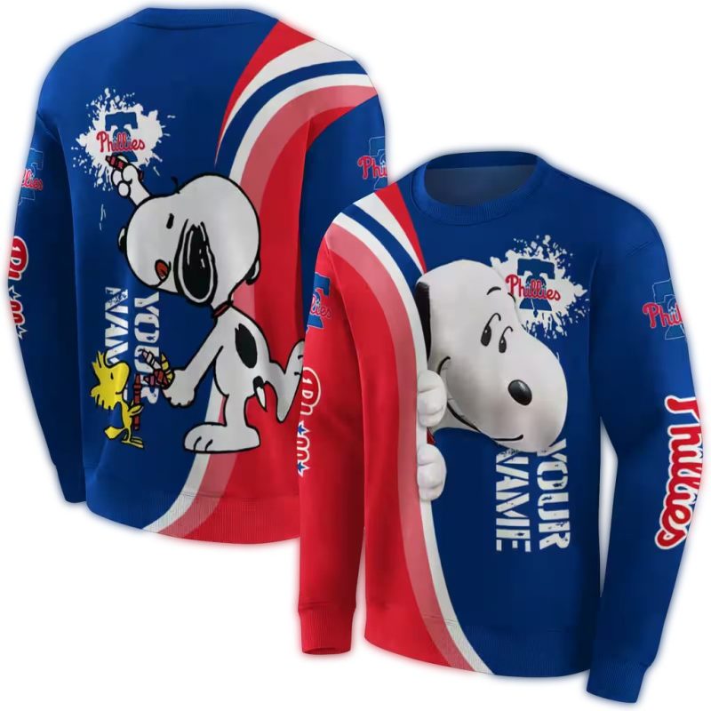 Personalized Philadelphia Phillies Peeking Snoopy AOP Sweatshirt 1