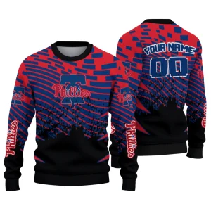 Personalized Philadelphia Phillies Pixel Flow Ugly Sweater