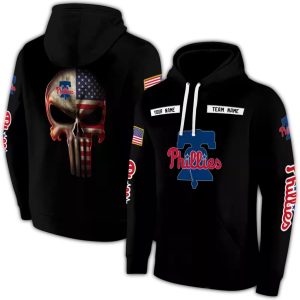 Personalized Philadelphia Phillies Punisher Skull All Over Print Hoodie
