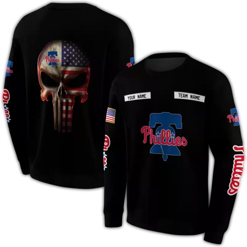 Personalized Philadelphia Phillies Punisher Skull AOP Sweatshirt 1