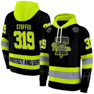 Personalized Philadelphia Phillies Safety Motif Black Neon Green All Over Print Hoodie