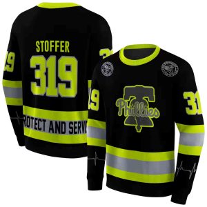 Personalized Philadelphia Phillies Safety Motif Black Neon Green All Over Print Sweatshirt
